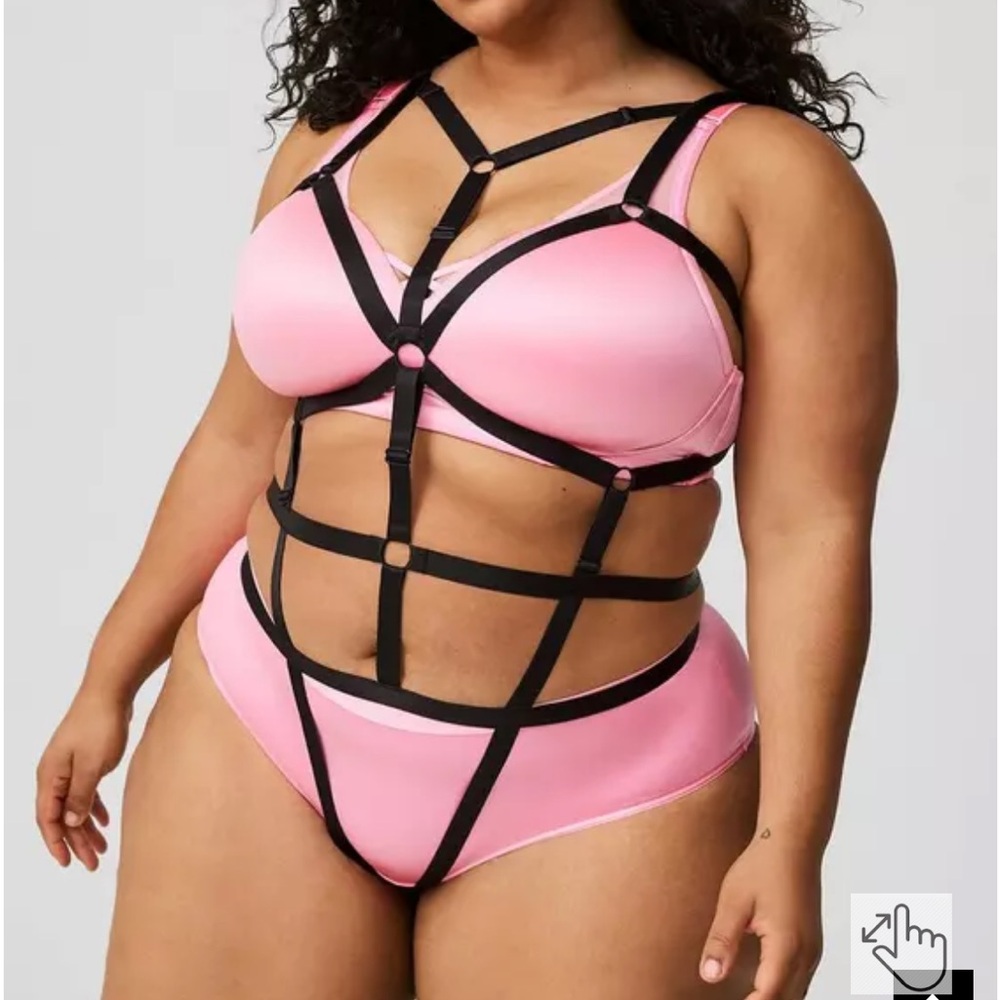 Torrid Black Strappy Harness Body Suit